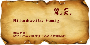 Milenkovits Remig névjegykártya
